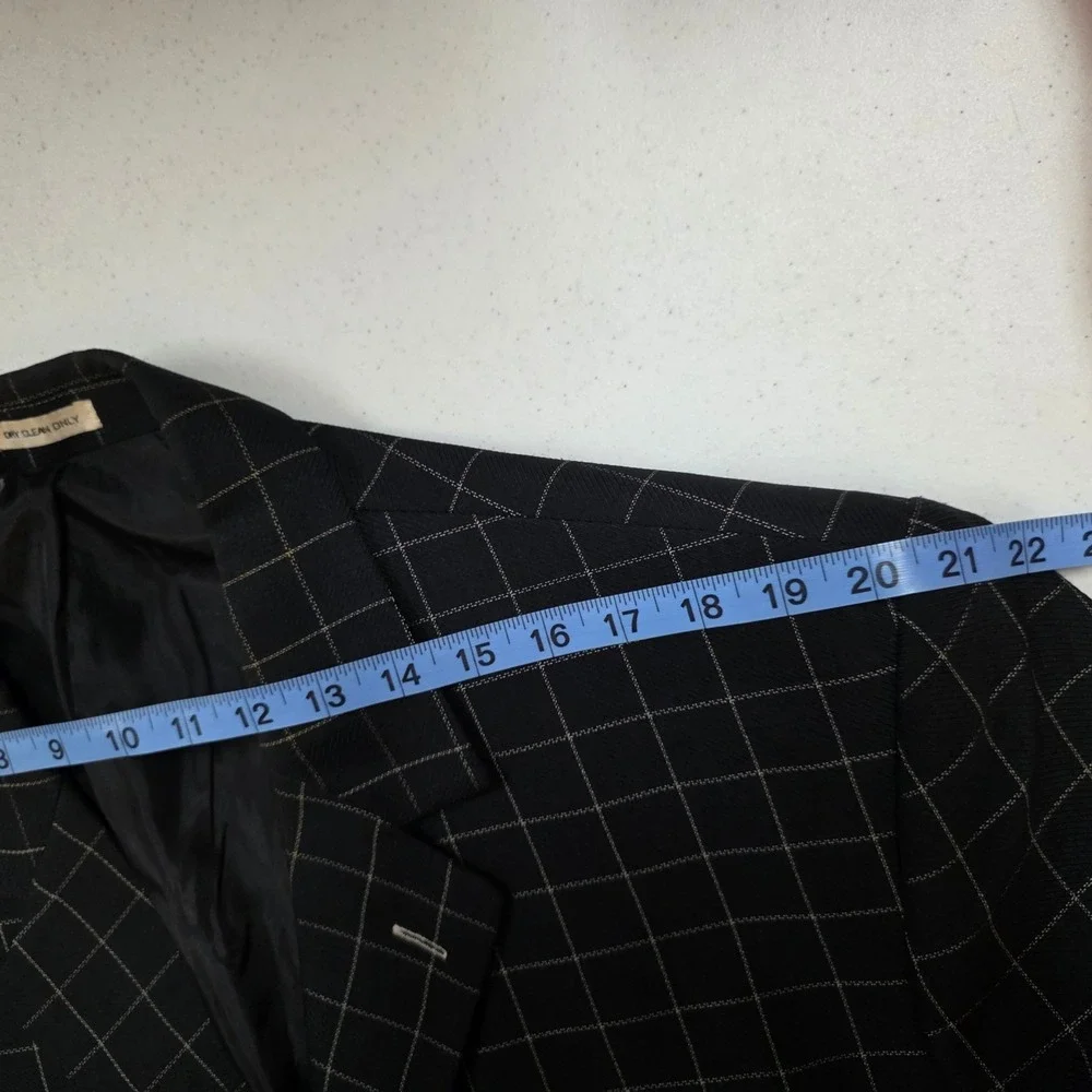 Vintage Paitano Mens Black Windowpane Grid Longline 5 Button Blazer Jacket  48R